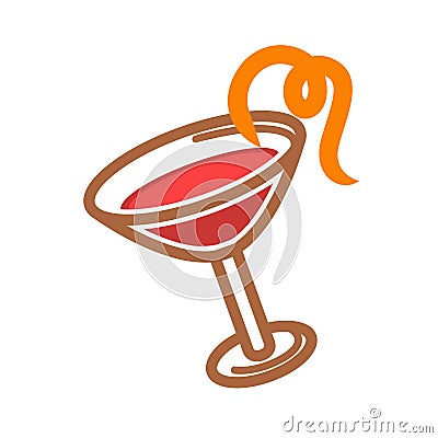 Red cocktail with citron Vector Illustration