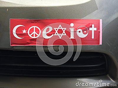 Red Coexist bumper sticker Stock Photo