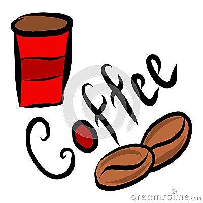 Red coffee beaker, mug, coffee Vector Illustration