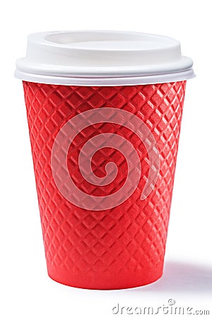 Red coffee papercup isolated on wite Stock Photo