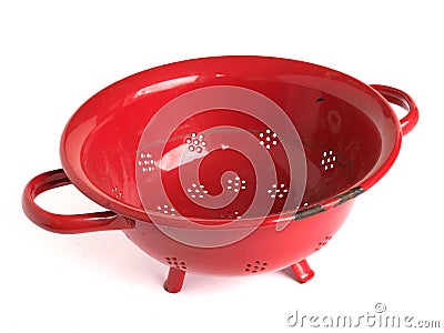 Red colander Stock Photo