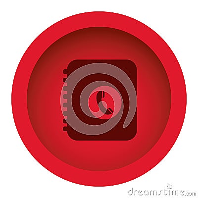 red color circular frame with silhouette phone book Cartoon Illustration