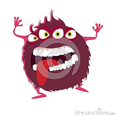 Red color goblin with devil eyes, goofy toy frighten kids Vector Illustration