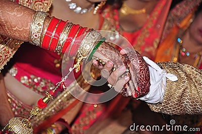 Indian Couple hands in marriage Stock Photo