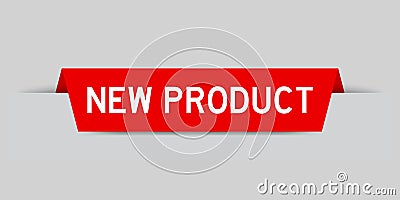 Red inserted label with word new product on gray background Vector Illustration