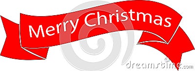 Red color Merry Christmas ribbon Stock Photo