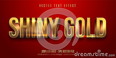 Red color and shiny gold style editable text effect Vector Illustration