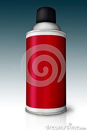 Red color spray bottle isolated on gradient Stock Photo