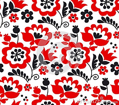 Red color traditional european Ukrainian ornament. Vector Illustration