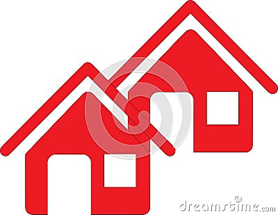 Two Red houses Stock Photo