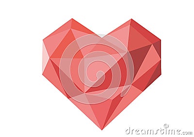 Red color vector heart polygon Logo Stock Photo