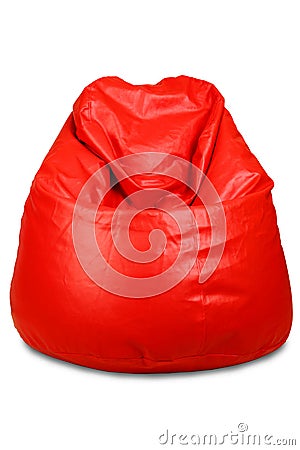 Red colored bean bag isolated Stock Photo