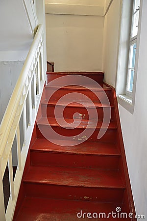 Red-colored stairs at Nietzsche Haus in Naumburg Editorial Stock Photo