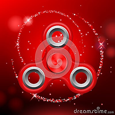 Red colorful spinner on an abstract background Vector Illustration