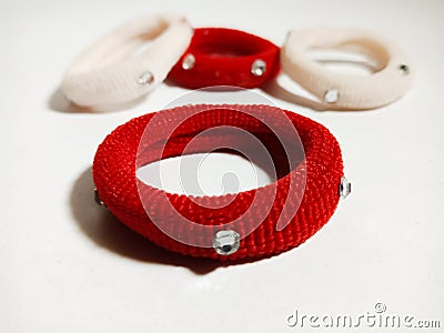 red colour hair band isolated on white background Stock Photo