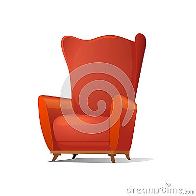 Red comfortable cartoon armchair vector Vector Illustration