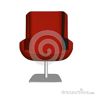 Red comfortable chair. Front view. 3D. Vector Vector Illustration