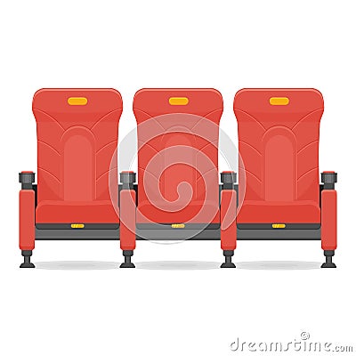 Red comfortable realistic cinema seat vector illustration isolated Vector Illustration