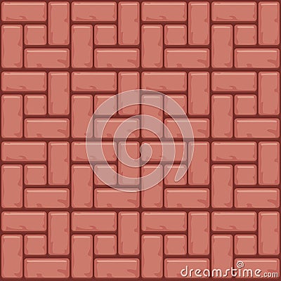 Red Concrete paving slabs surface. Seamless texture backgrounds Vector Illustration