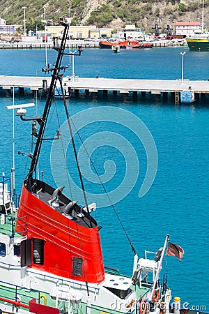 Red Conning Tower on Tugboat Stock Photo