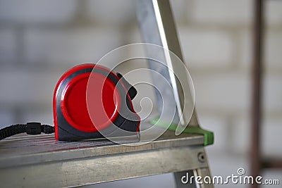 Red construction tape Stock Photo