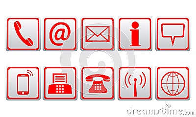 Red contact icons - vector Vector Illustration