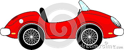 Red convertible car cartoon Vector Illustration