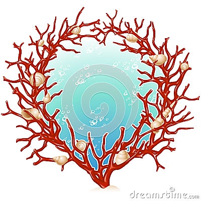 Red coral frame Vector Illustration