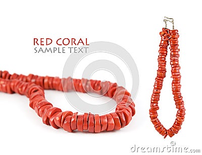 Red Coral Necklace Stock Photo