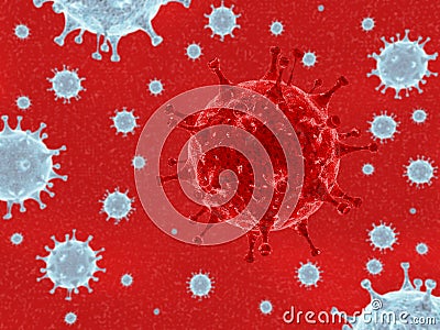 Red Coronavirus cell make difference - 3d rendering Cartoon Illustration