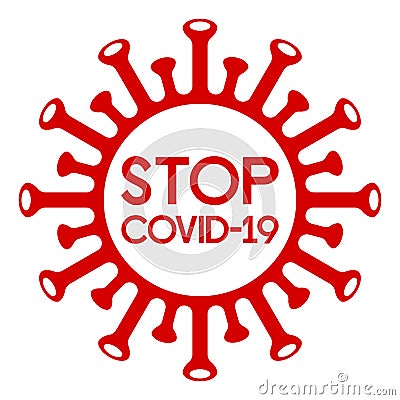 Red coronavirus stop sign Vector Illustration