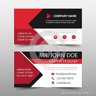 Red corporate business card, name card template ,horizontal simple clean layout design template , Business banner template for web Vector Illustration