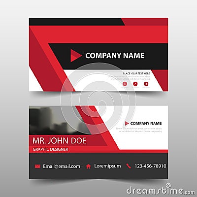 Red corporate business card, name card template ,horizontal simple clean layout design template , Business banner template Vector Illustration