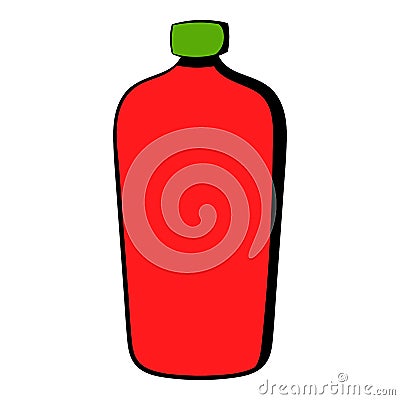 Red cosmetic bottle icon, icon cartoon Vector Illustration