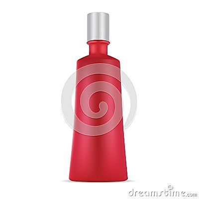 Red Cosmetic Shampoo Bottle. Vector Mockup Vector Illustration