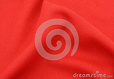 Red cotton fabric with crease Stock Photo