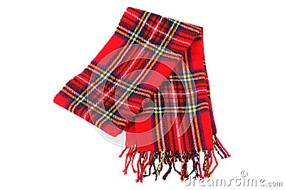 Red cotton scarf isolated on white background Stock Photo