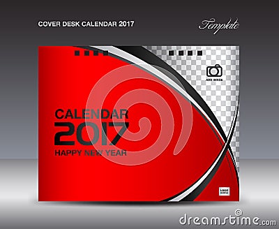 Red Cover Desk Calendar 2017 Design Template, Calendar 2017 year Vector Illustration