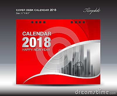 Red cover Desk Calendar 2018 Year Vector Illustration