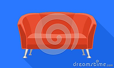 Red cover sofa icon, flat style Vector Illustration
