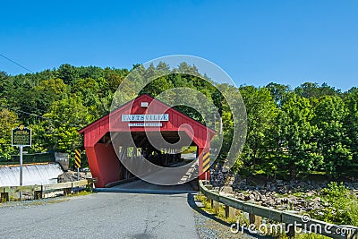 Through the Red Covered Bridge Editorial Stock Photo