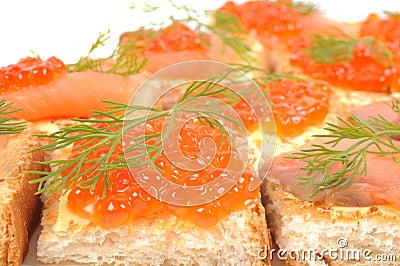 Red coviar and salmon Stock Photo