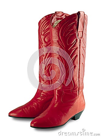 Red cowgirl boots, isolated Stock Photo