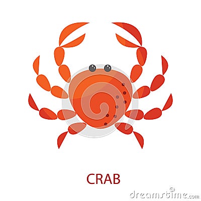 Red crab cartoon vector icon illustration. Vector Illustration