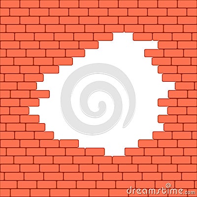 Red crashed brick wall texture background. Vector illustration. Vector Illustration