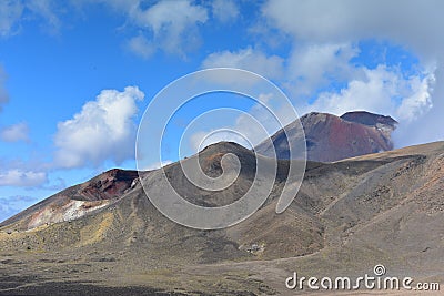 Red crater of Mount Tongariro, an active volcanic vent Stock Photo