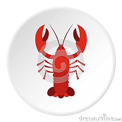 Red crayfish icon circle Vector Illustration