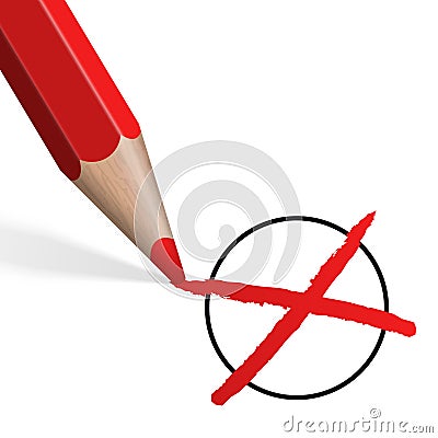 Red crayon with cross Vector Illustration