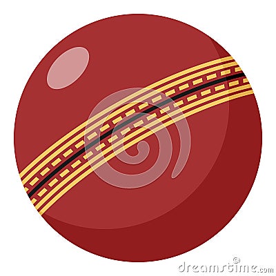 Red Cricket Ball Flat Icon Isolated on White Vector Illustration