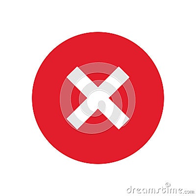 Red cross icon isolated sign of wrong or error button on white background Stock Photo